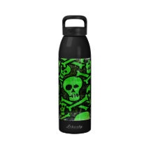 Crâne vert - crâne drôle #2 - bouteille d'eau