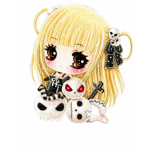 Crânes mignons de fille et de kawaii de chibi