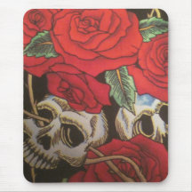 Crânes/roses Tapis De Souris
