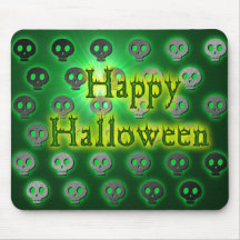 Crânes rougeoyants Mousepad de vert heureux de Hal Tapis De Souris