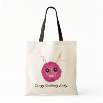 Crazy Knitting Lady Sac En Toile
