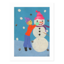Création d'un bonhomme de neige carte postale