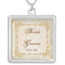 Crème de Fleur di Lys Damask 2 - collier de mariag