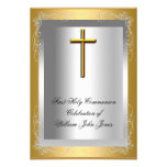 Croix argentée d'or de première sainte communion d invitations