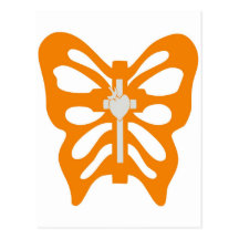 Croix + Blanc affectueux orange de Papillon Cartes Postales