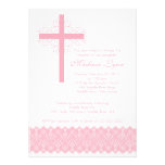 Croix élégante de baptême du baptême | de dentelle invitations personnalisées