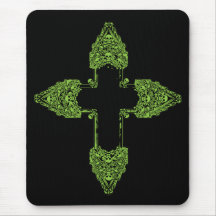 Croix gothique verte fleurie tapis de souris