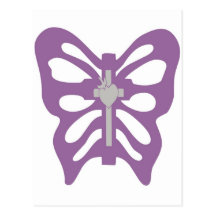 Croix + Violette de Papillon Carte Postale