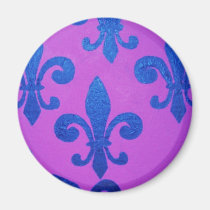Crooked Fleur De Lis violet magnets