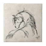 Croquis Artsy de tête de cheval Carreaux En Céramique
