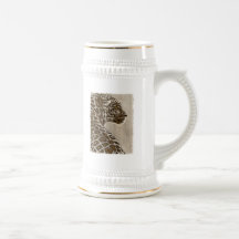 Croquis de léopard de sépia tasse à café