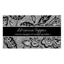 CRU 311-GRAY FLORAL NOIR CARTES DE VISITE PROFESSIONNELLES