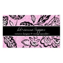 CRU 311-PINK FLORAL NOIR CARTES DE VISITE PROFESSIONNELLES