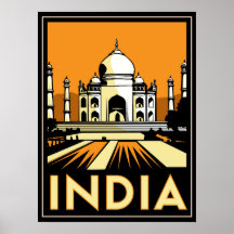 cru de voyage d'art déco du Taj Mahal Inde rétro Posters