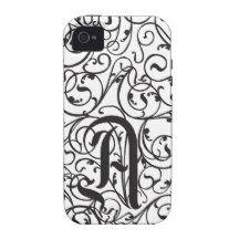 Cru élégant de calligraphie un monogramme coque Case-Mate iPhone 4