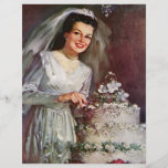 Cru la belle jeune mariée et son gâteau de mariage prospectus