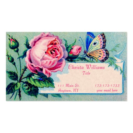 Cru rose et carte de visite de papillon