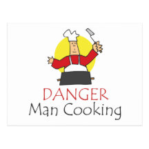 Cuisine d'homme de danger cartes postales