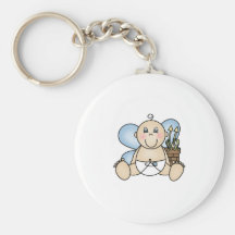 Cupidon de bébé bleu porte-clef