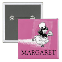 Custom color angel cake bakery name badge pin