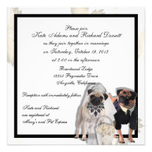 Custom Pug Wedding or Anniversary Invitations