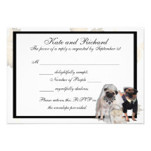 Custom Pug Wedding RSVP Cards