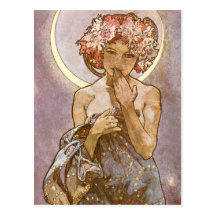 ~ d'Alphones Mucha la lune 1902 Carte Postale