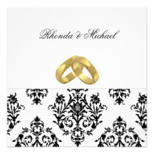 Damassé blanche d'invitation de mariage damassé