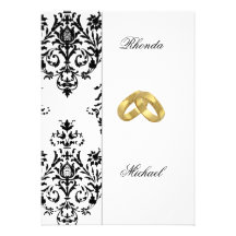Damassé blanche d'invitation de mariage damassé