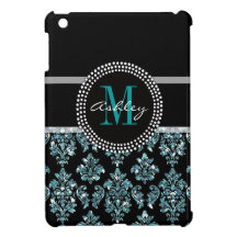 Damassé bleue Girly de noir de scintillement perso