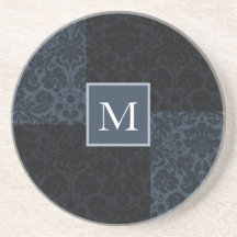 damassé de bleu de monogramme dessous de verre