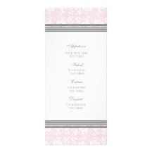 Damassé de gris de rose de menu de mariage double cartes customisées