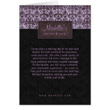 Damassé de pourpre de brochure de spa de salon cartes de vœux