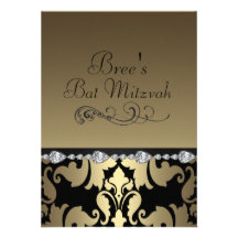 Damassé d'or et invitation de bat mitzvah d'image 