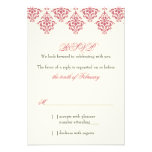 Damassé ene ivoire rose RSVP l'épousant floral d'a Cartons D'invitation Personnalisés