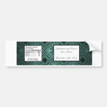 Damassé fleurie turquoise d'étiquette de bouteille adhésif pour voiture