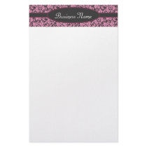 Damassé rose et noire stationnaire papier à lettre personnalisable