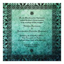 Damassé verte fleurie carrée Invitati l'épousant g Invitation