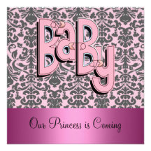 Damast en de Roze Uitnodiging van het Baby shower