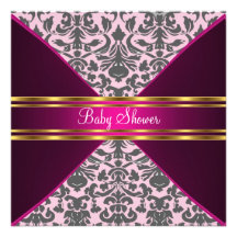 Damast en de Roze Uitnodiging van het Baby shower