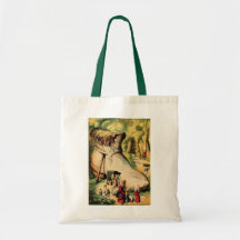 Dame âgée qui a vécu dans une chaussure, sac fourr