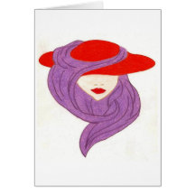 dame dans le chapeau rouge cartes de vœux
