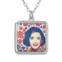 Dame met Inkt Bloemen Gepersonaliseerde Ketting