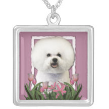 Dank u - Roze Tulpen - Bichon Frise Persoonlijke Sieraden