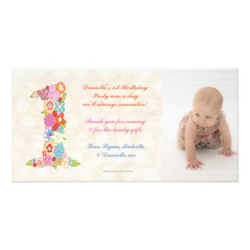 Dankt de 1st Verjaardag van het Baby van babys u d Fotokaart Sjabloon