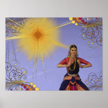 Danseur de l'Inde avec Sun (art de bruit) Affiche
