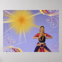 Danseur de l'Inde avec Sun (effet de peinture) Posters