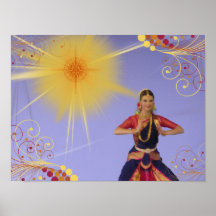 Danseur de l'Inde avec Sun (peinture) Affiche