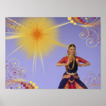 Danseur de l'Inde avec Sun (peinture) Affiches