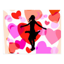 Danseur de salle de bal de coeurs cartes postales